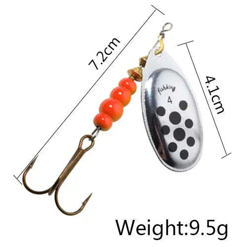FISH KING 6 Color 0#-5# Spinner Bait With Treble Hooks 35647-BR Arttificial Bait Fishing Lure WardBoyzPROShop