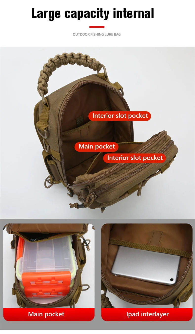 Tactical Camping Bag Backppack Chest Sling Outdoor FIshing Lure Rod Men Sports Handbags Shoulder Laser Molle Hunting Hiking Bags