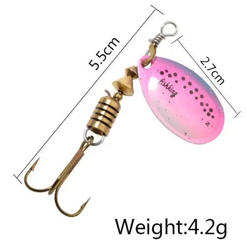 FISH KING 6 Color 0#-5# Spinner Bait With Treble Hooks 35647-BR Arttificial Bait Fishing Lure WardBoyzPROShop