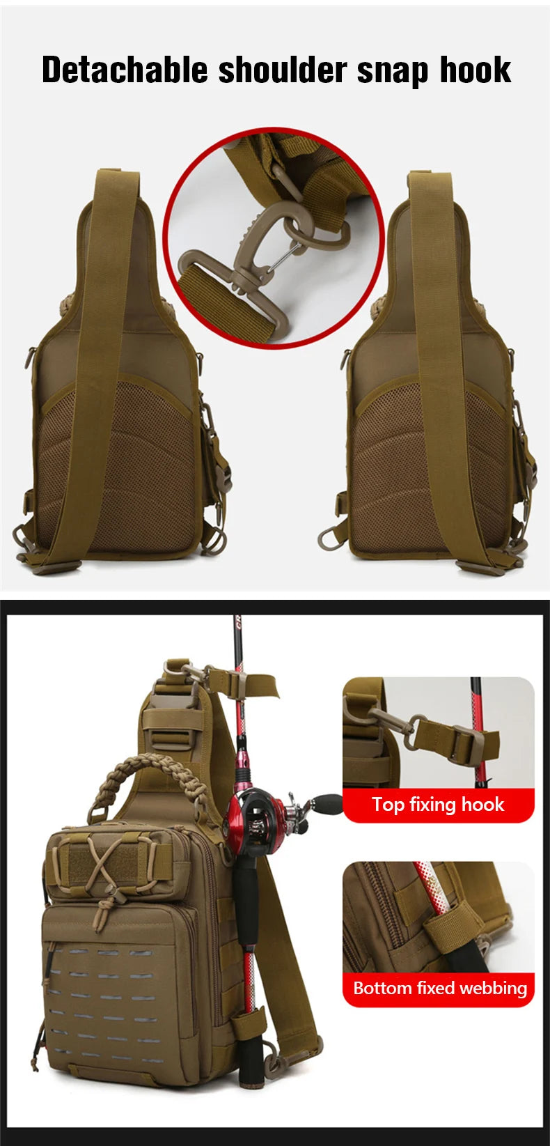 Tactical Camping Bag Backppack Chest Sling Outdoor FIshing Lure Rod Men Sports Handbags Shoulder Laser Molle Hunting Hiking Bags