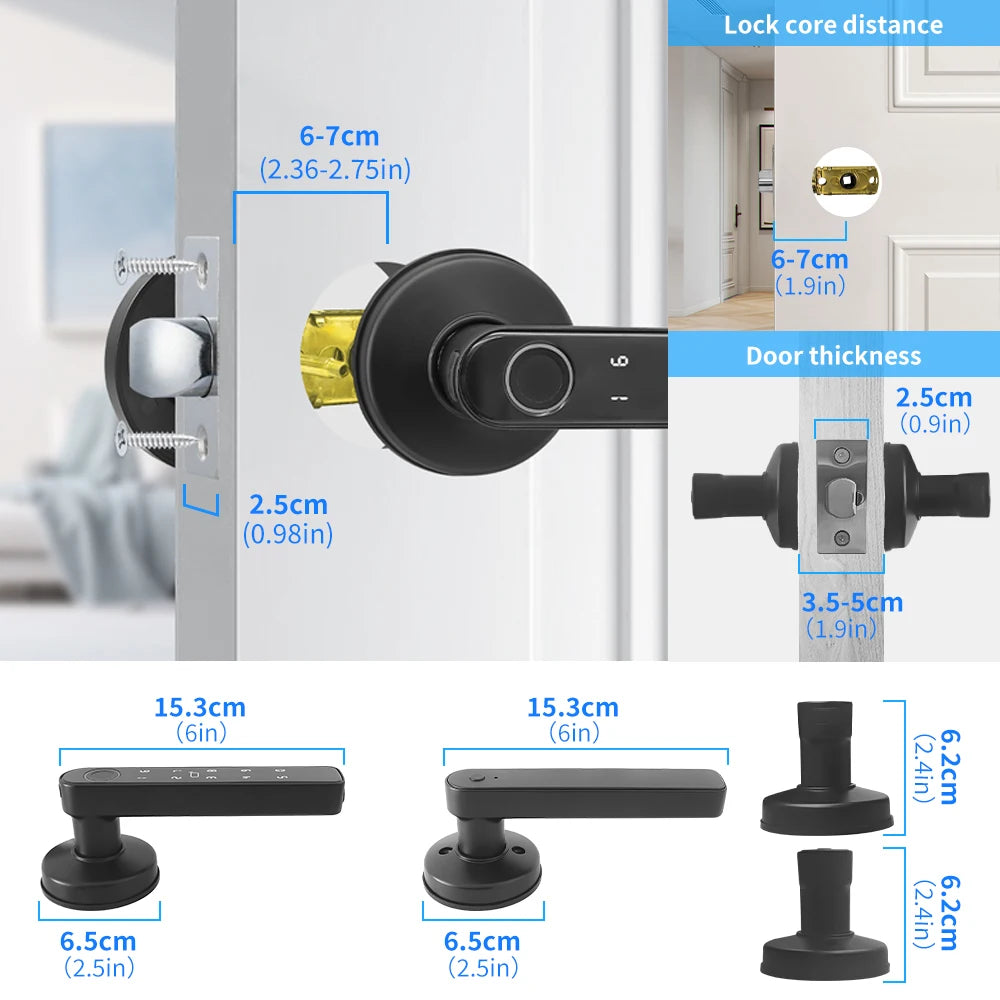 Fingerprint Multiple Unlocking Methods Tool Security Key Cutting Machine armor Plate APP Unlocking Door Smart Handle Lock Indoor
