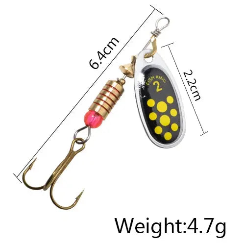 FISH KING 6 Color 0#-5# Spinner Bait With Treble Hooks 35647-BR Arttificial Bait Fishing Lure WardBoyzPROShop