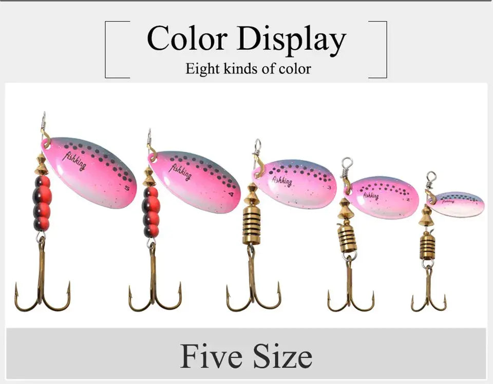 FISH KING 6 Color 0#-5# Spinner Bait With Treble Hooks 35647-BR Arttificial Bait Fishing Lure WardBoyzPROShop