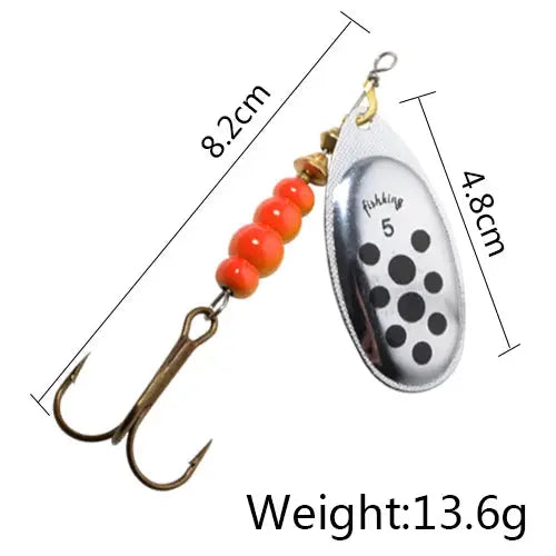 FISH KING 6 Color 0#-5# Spinner Bait With Treble Hooks 35647-BR Arttificial Bait Fishing Lure WardBoyzPROShop