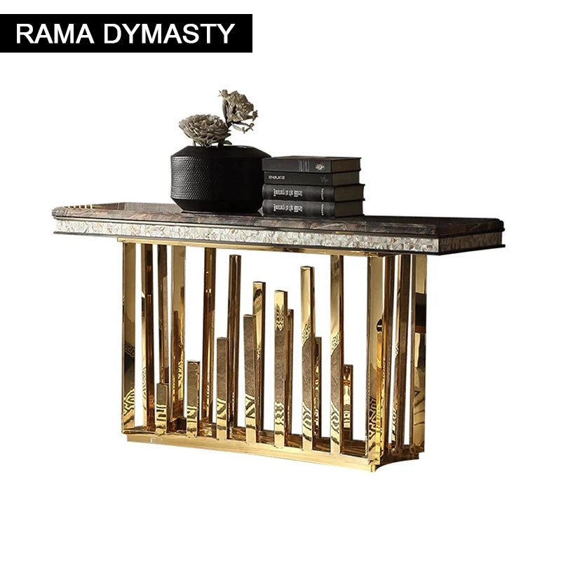 High quality Sofa Tables Golden Porch European Style Marble Nordic Living Room Door Entry stainless steel Art