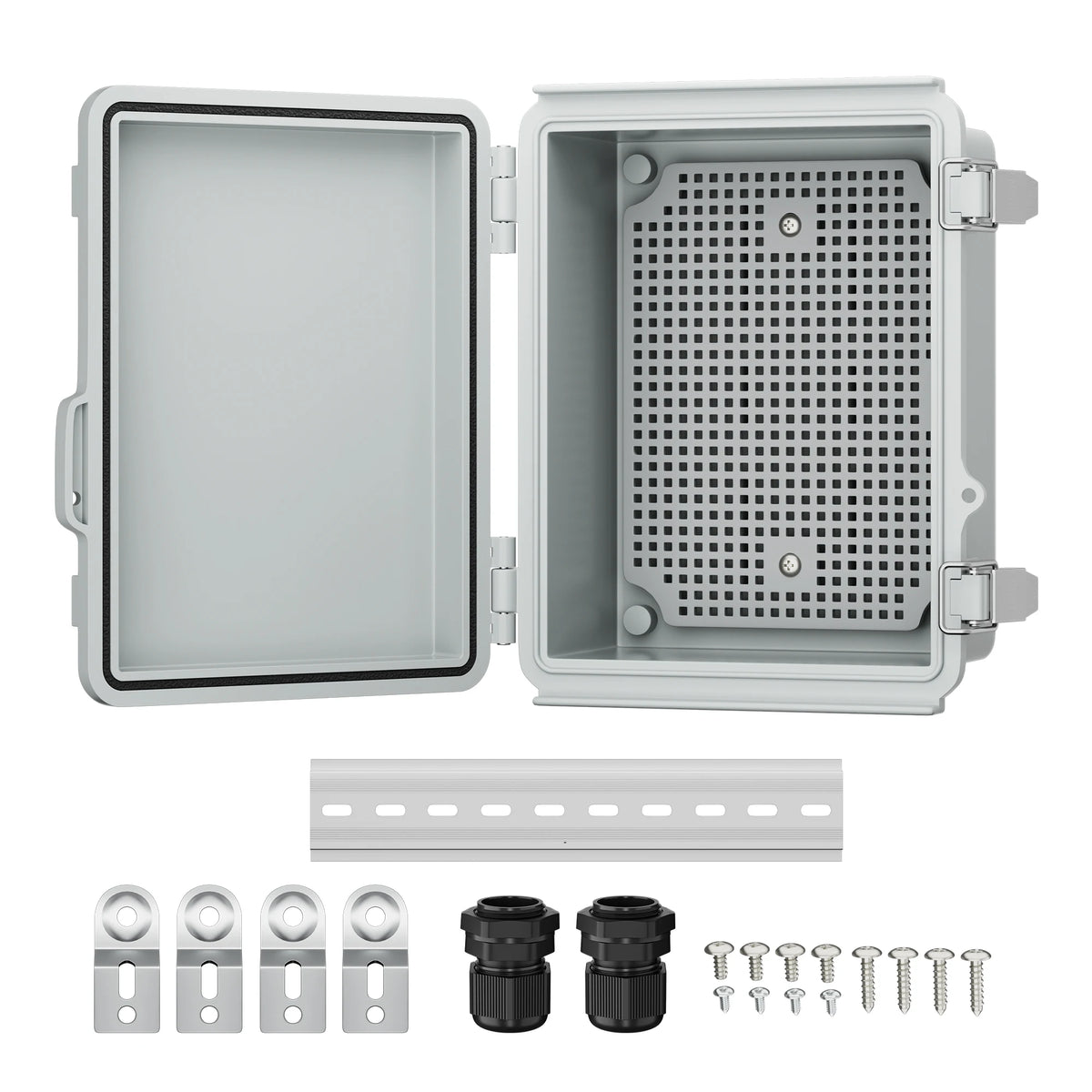 Grey Outdoor WiFi Enclosure Weatherproof Locking Box Plastic Waterproof Router Switch Enclosure Case for Electronics Equipment
