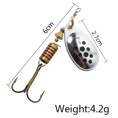 FISH KING 6 Color 0#-5# Spinner Bait With Treble Hooks 35647-BR Arttificial Bait Fishing Lure WardBoyzPROShop