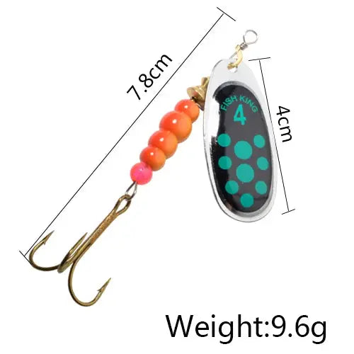 FISH KING 6 Color 0#-5# Spinner Bait With Treble Hooks 35647-BR Arttificial Bait Fishing Lure WardBoyzPROShop