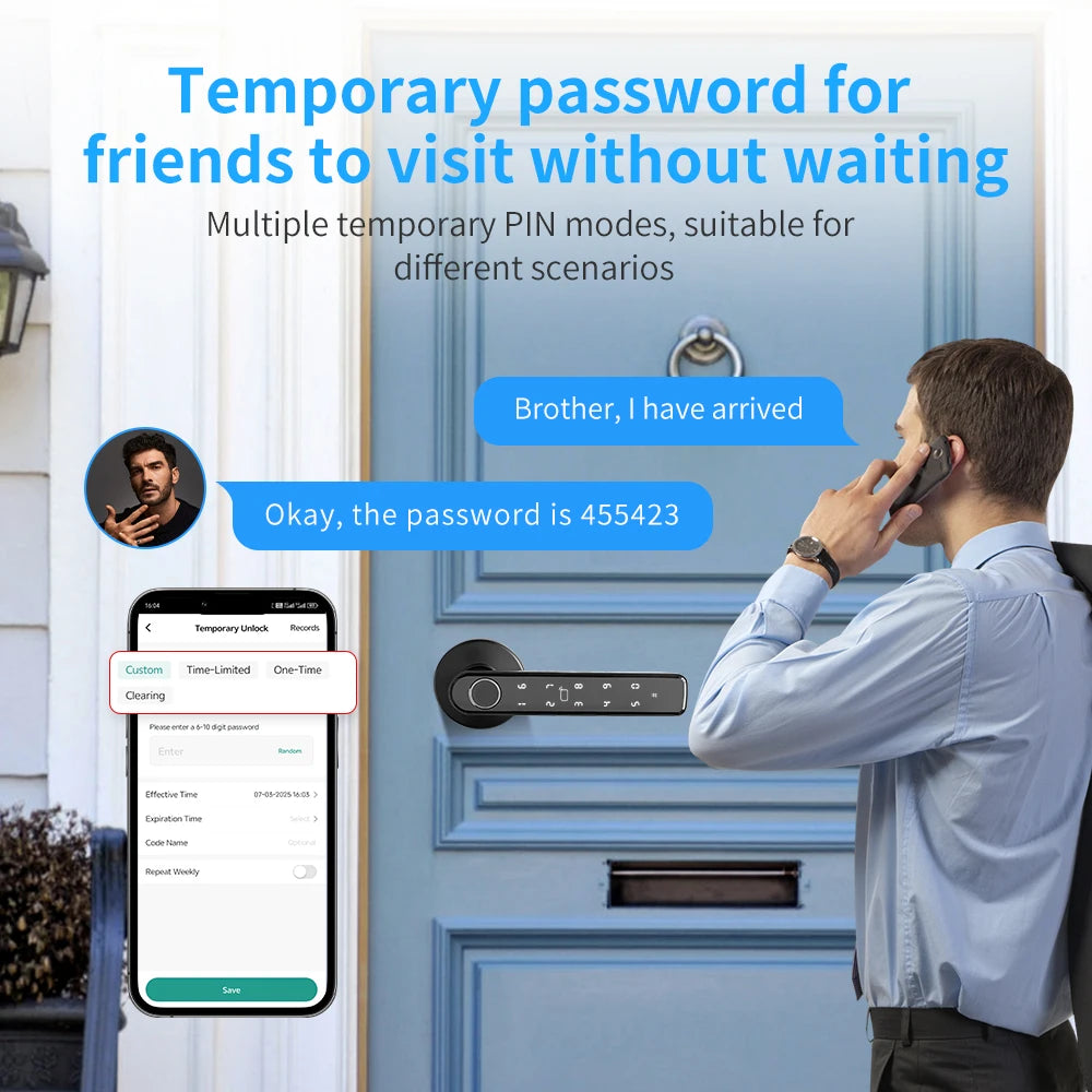 Fingerprint Multiple Unlocking Methods Tool Security Key Cutting Machine armor Plate APP Unlocking Door Smart Handle Lock Indoor