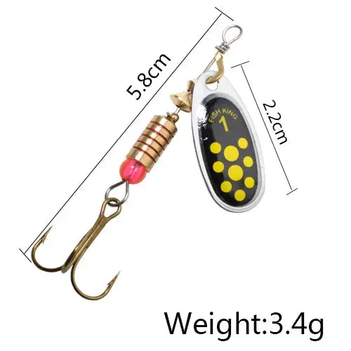 FISH KING 6 Color 0#-5# Spinner Bait With Treble Hooks 35647-BR Arttificial Bait Fishing Lure WardBoyzPROShop