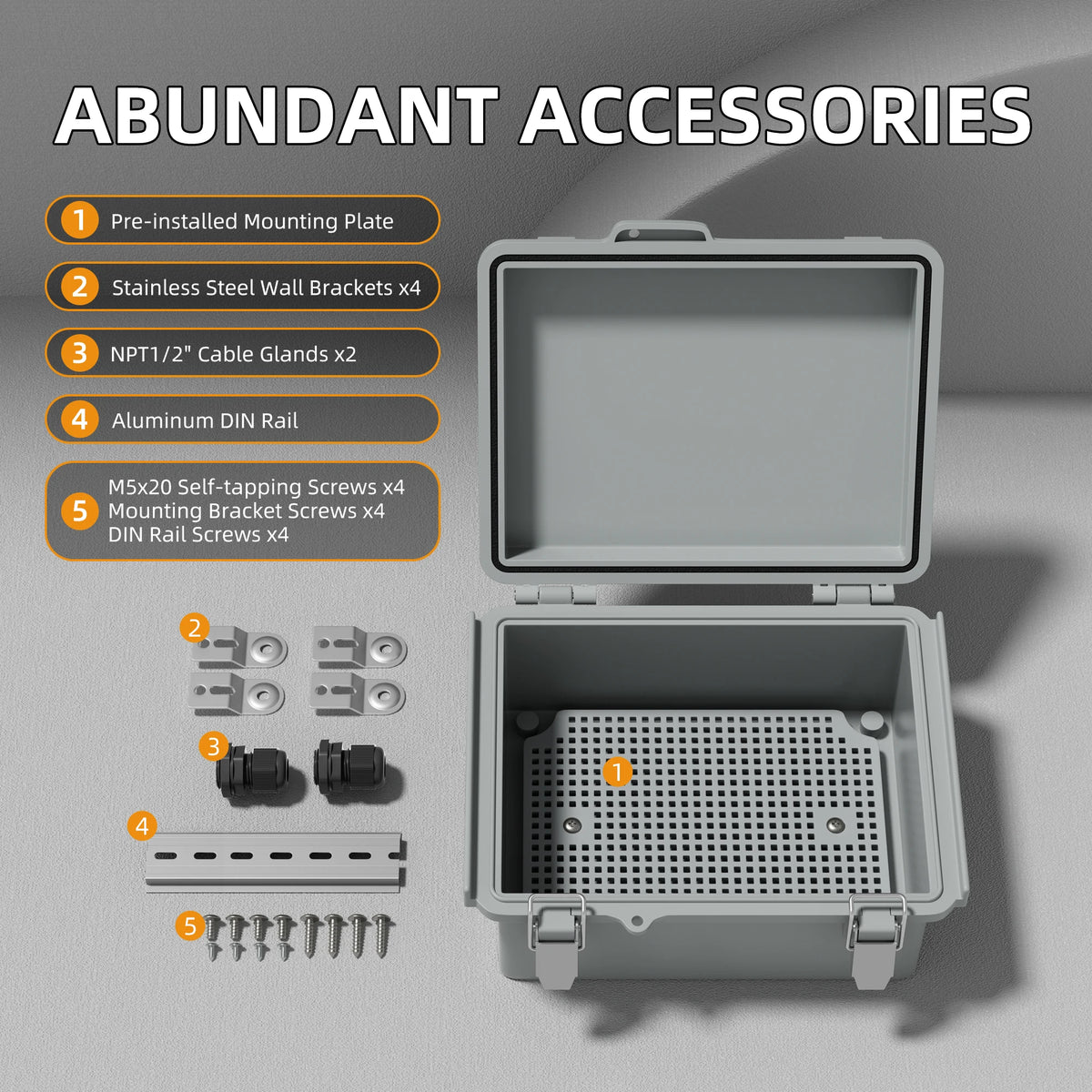 Grey Outdoor WiFi Enclosure Weatherproof Locking Box Plastic Waterproof Router Switch Enclosure Case for Electronics Equipment
