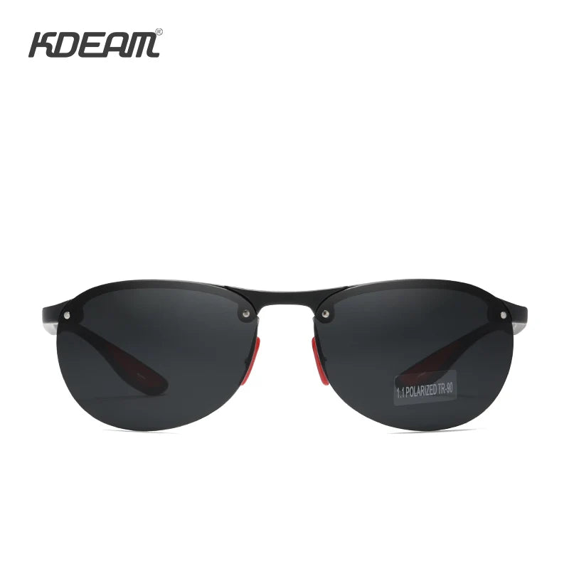 KDEAM Rimless Oval Men's Sunglasses Polarized TR90 Material Frame TAC Polarization Lense Soft Rubber Foot Cover