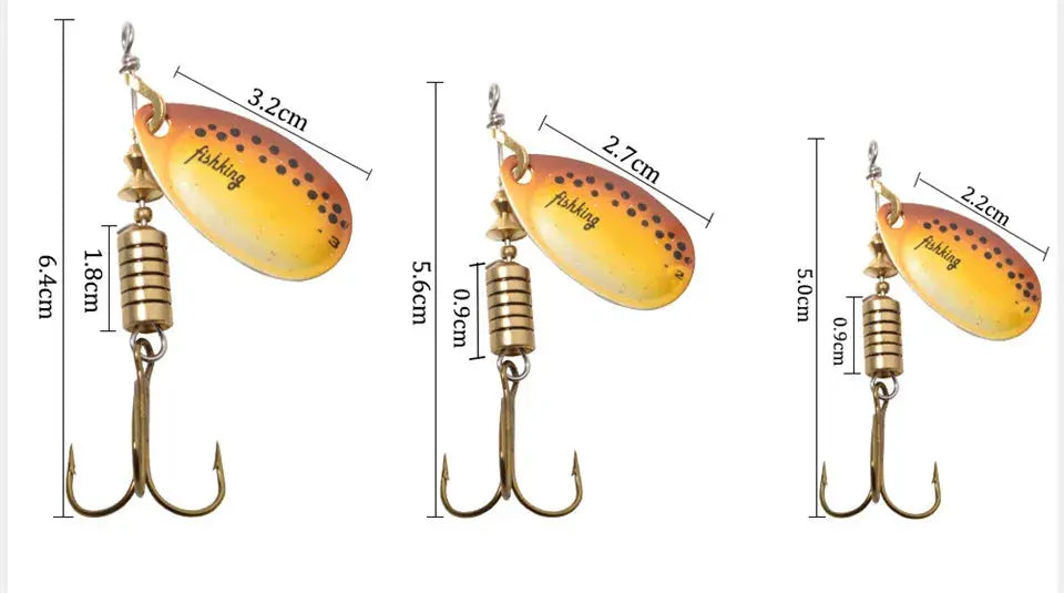 FISH KING 6 Color 0#-5# Spinner Bait With Treble Hooks 35647-BR Arttificial Bait Fishing Lure WardBoyzPROShop