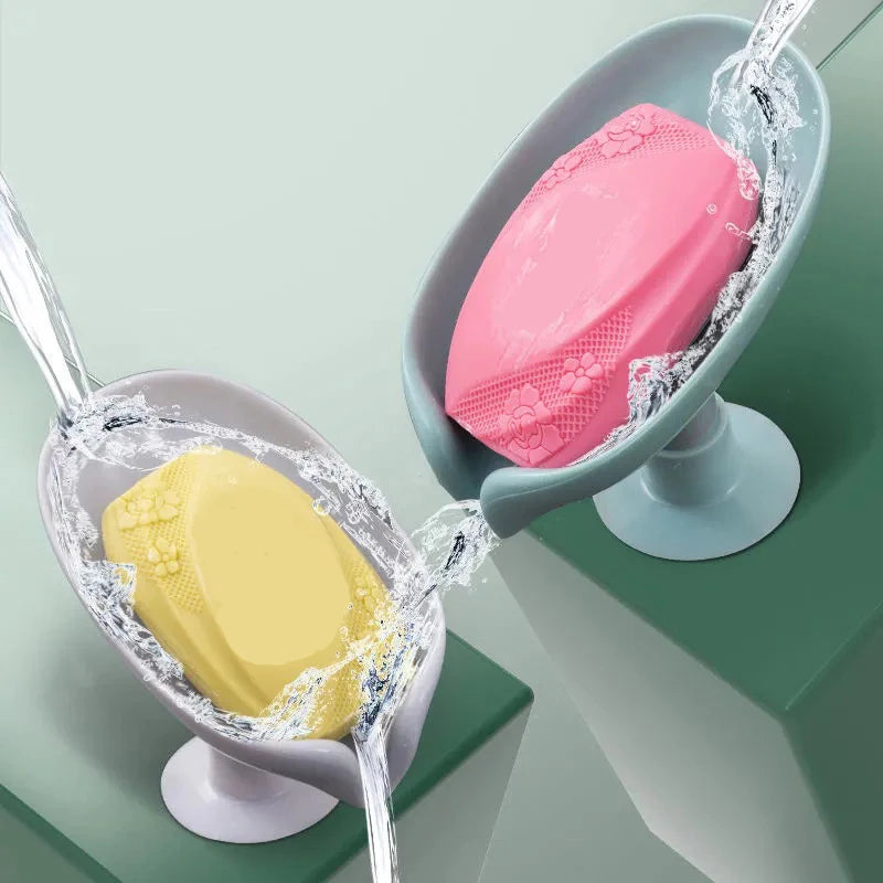 1pcs Drain Soap Holder Leaf Shape Soap Box Suction Cup Tray Drying Rack for Shower Sponge Container Kitchen Bathroom Accessories