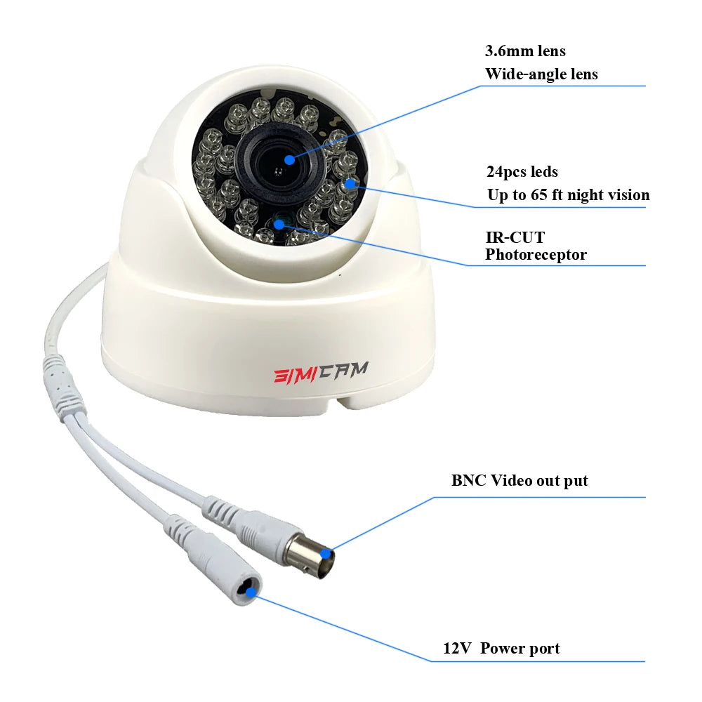 HD 720P/1080P AHD Analog Security Dome Camera Night Vision DVR BNC For Indoor Home Office Factor CCTV Video Surveillance Camera