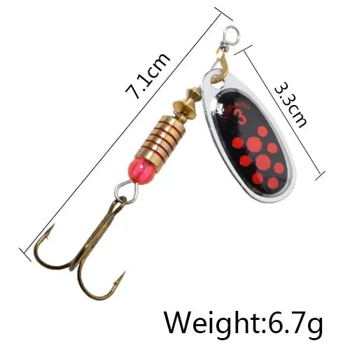 FISH KING 6 Color 0#-5# Spinner Bait With Treble Hooks 35647-BR Arttificial Bait Fishing Lure WardBoyzPROShop