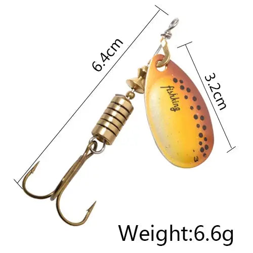FISH KING 6 Color 0#-5# Spinner Bait With Treble Hooks 35647-BR Arttificial Bait Fishing Lure WardBoyzPROShop