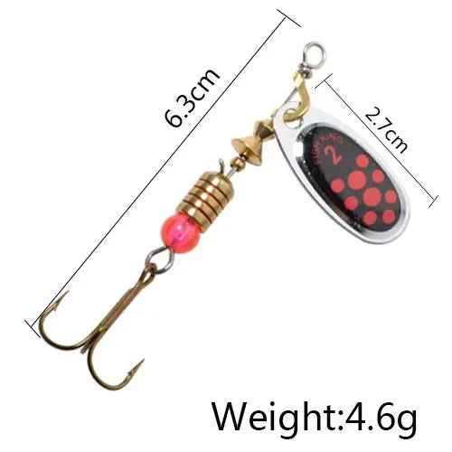 FISH KING 6 Color 0#-5# Spinner Bait With Treble Hooks 35647-BR Arttificial Bait Fishing Lure WardBoyzPROShop