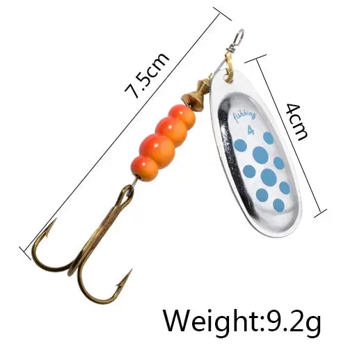 FISH KING 6 Color 0#-5# Spinner Bait With Treble Hooks 35647-BR Arttificial Bait Fishing Lure WardBoyzPROShop