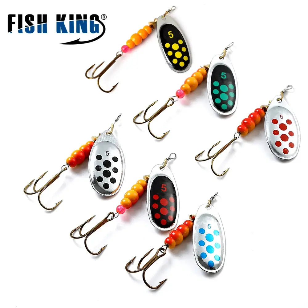 FISH KING 6 Color 0#-5# Spinner Bait With Treble Hooks 35647-BR Arttificial Bait Fishing Lure WardBoyzPROShop