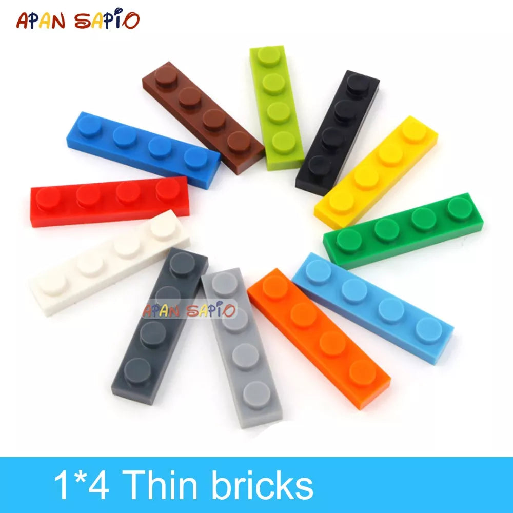 120pcs DIY Building Blocks Thin Figures Bricks 1x4 Dots Educational Creative Size Compatible With 3710 Plastic Toys for Children