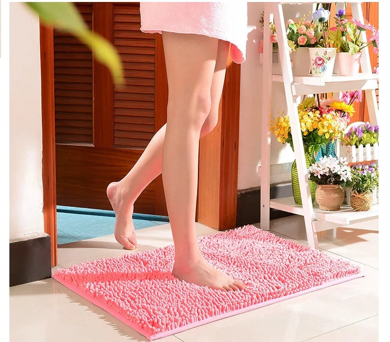 High Quality Bathroom Carpet Anti-slip Bath Rug Outdoor Shower Room Rugs And Mats Chenille Bathroom Floor Mat Toilet Door Mat