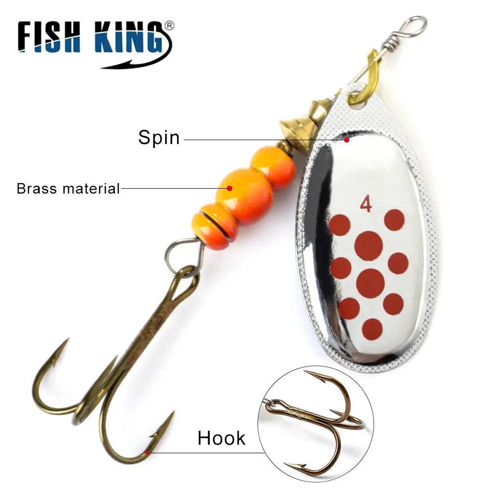 FISH KING 6 Color 0#-5# Spinner Bait With Treble Hooks 35647-BR Arttificial Bait Fishing Lure WardBoyzPROShop