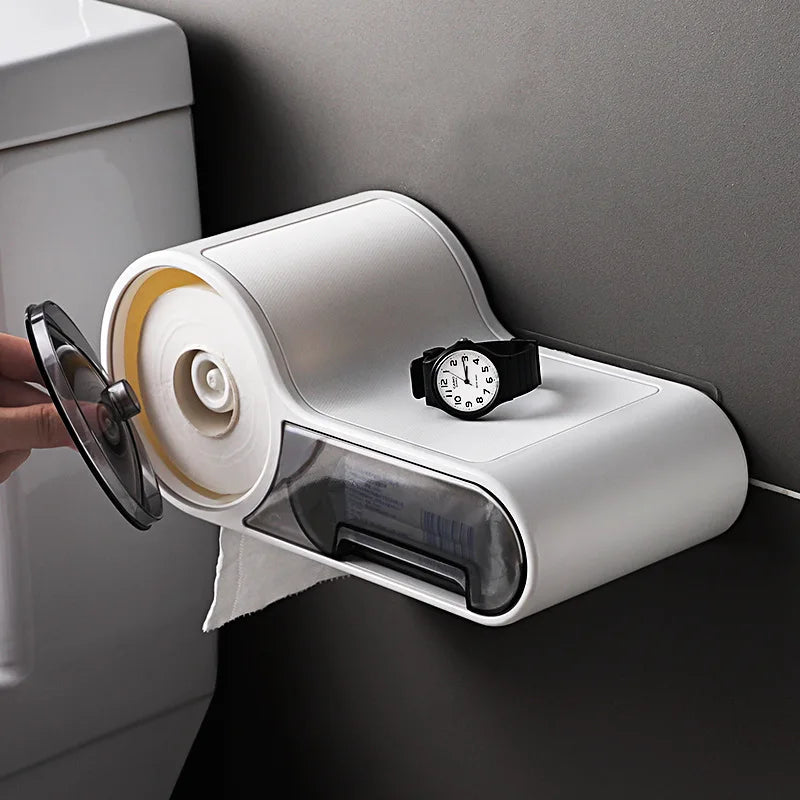 Bathroom Toilet Paper Tissue Box Creative Waterproof Paper Storage Box Phone Holder