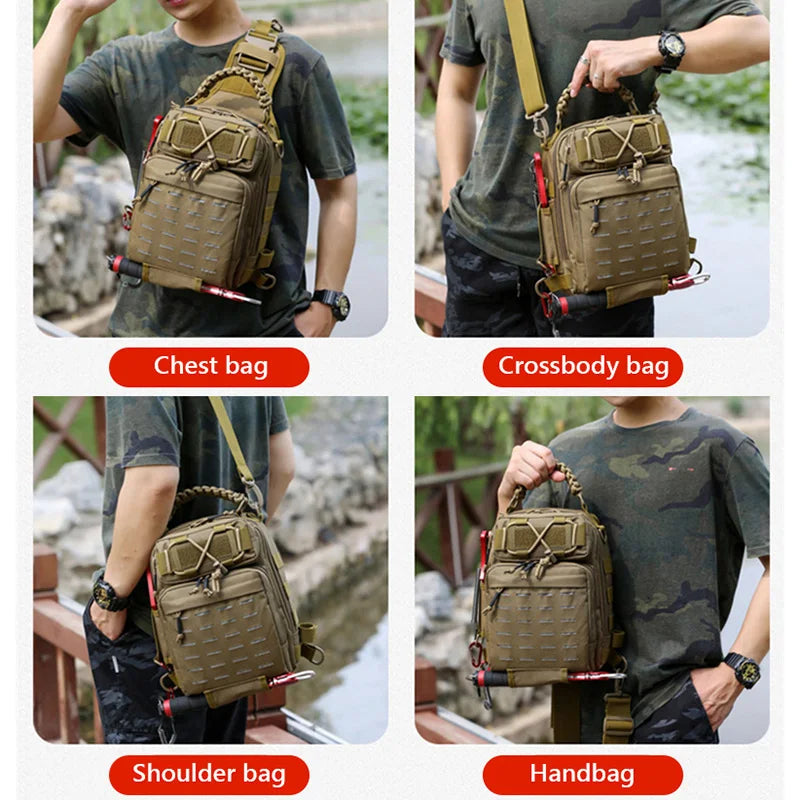 Tactical Camping Bag Backppack Chest Sling Outdoor FIshing Lure Rod Men Sports Handbags Shoulder Laser Molle Hunting Hiking Bags