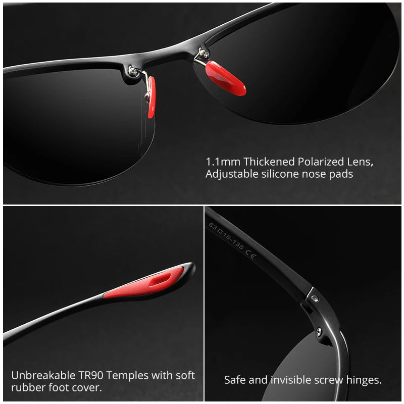 KDEAM Rimless Oval Men's Sunglasses Polarized TR90 Material Frame TAC Polarization Lense Soft Rubber Foot Cover