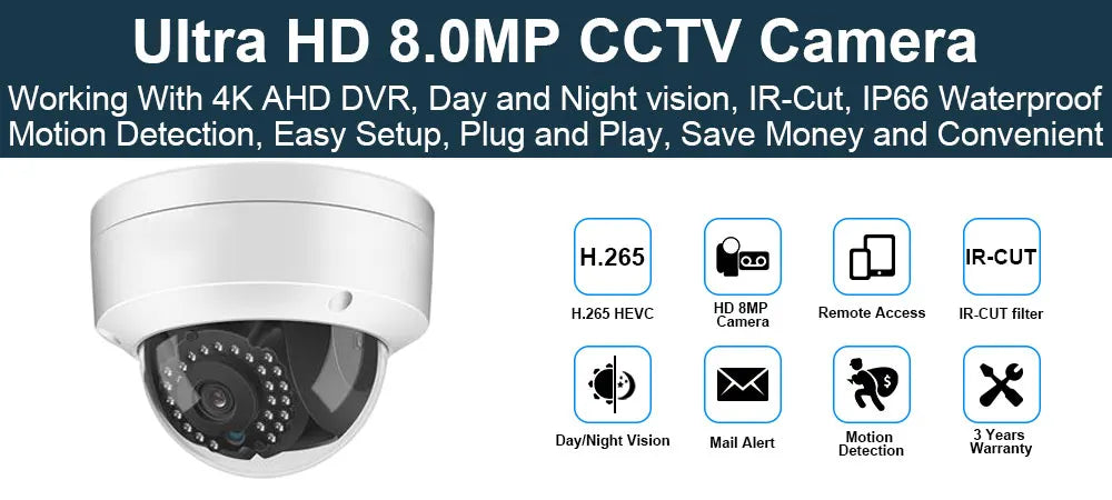CCTV 8MP Security Analog Dome Camera Outdoor Waterproof Face Detection AHD DVR Video Surveillance Camera BNC 4K XMEYE H.265 5MP