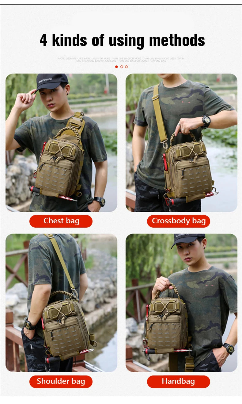 Tactical Camping Bag Backppack Chest Sling Outdoor FIshing Lure Rod Men Sports Handbags Shoulder Laser Molle Hunting Hiking Bags