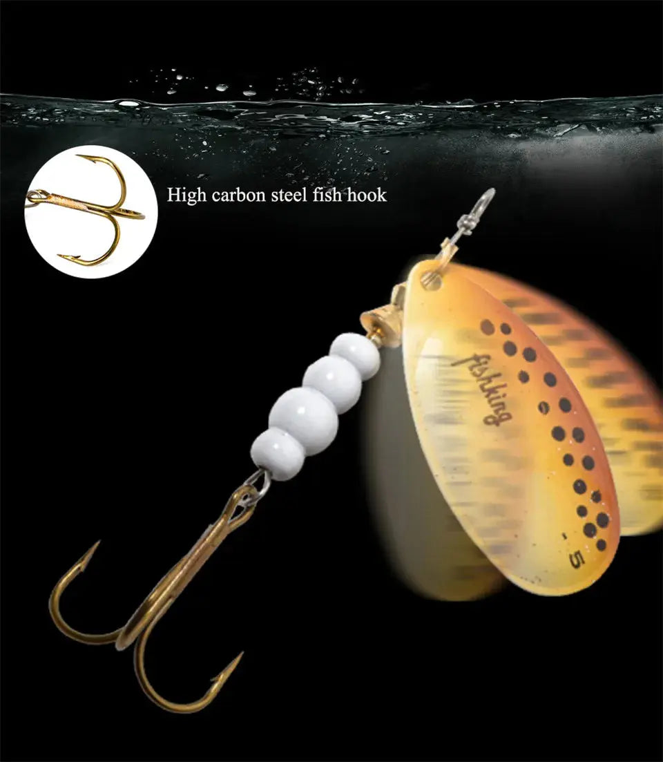 FISH KING 6 Color 0#-5# Spinner Bait With Treble Hooks 35647-BR Arttificial Bait Fishing Lure WardBoyzPROShop