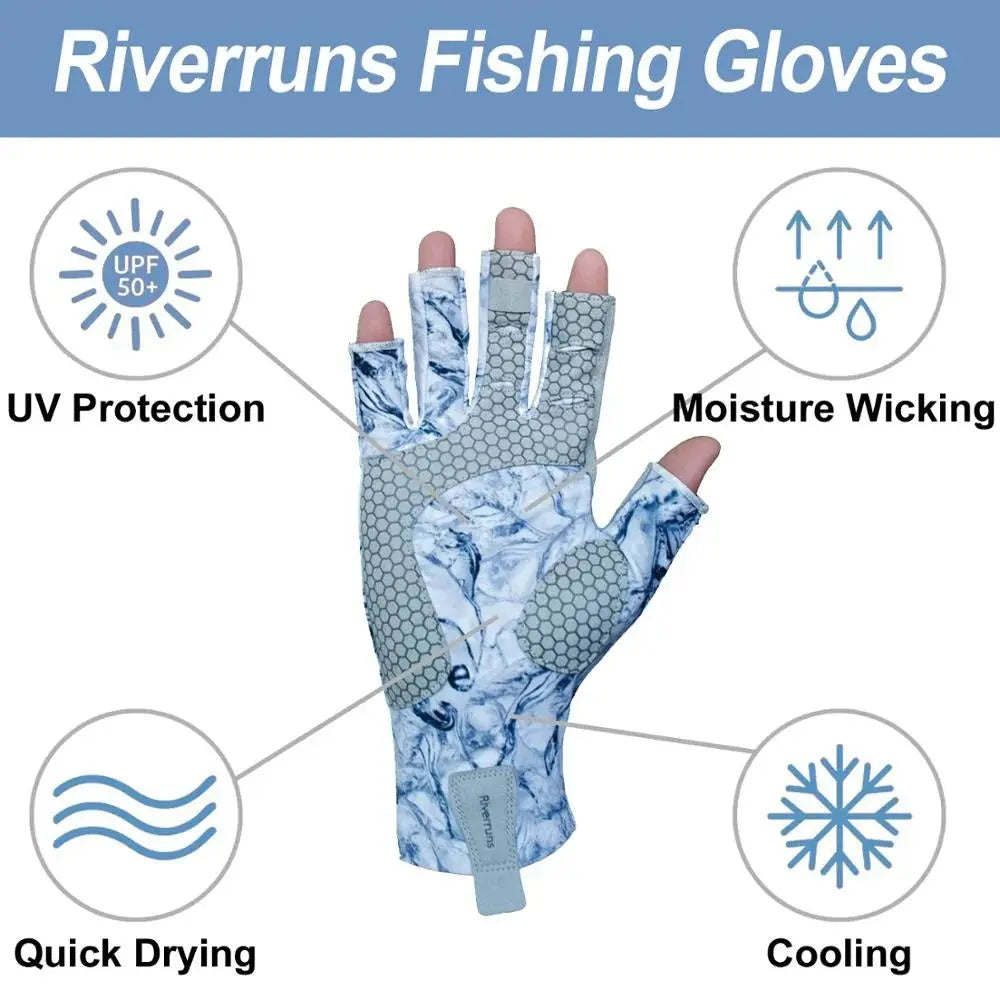 Riverruns Fingerless Fishing Gloves are designed for Men and Women Fishing, Boating, Kayaking, Hiking, Running, Cycling WardBoyzPROShop