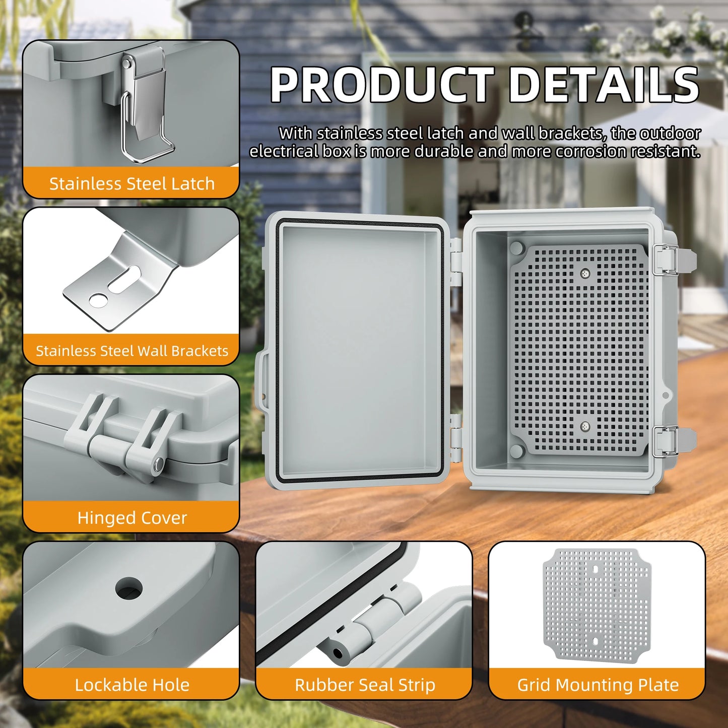 Grey Outdoor WiFi Enclosure Weatherproof Locking Box Plastic Waterproof Router Switch Enclosure Case for Electronics Equipment