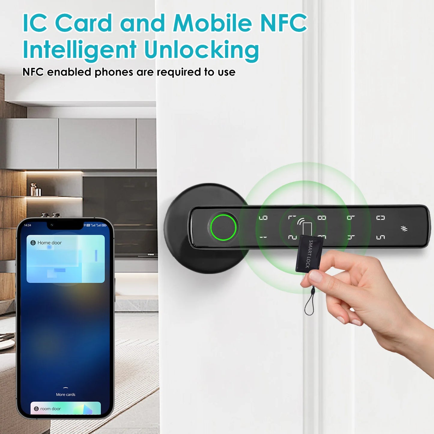 Fingerprint Multiple Unlocking Methods Tool Security Key Cutting Machine armor Plate APP Unlocking Door Smart Handle Lock Indoor