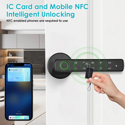 Fingerprint Multiple Unlocking Methods Tool Security Key Cutting Machine armor Plate APP Unlocking Door Smart Handle Lock Indoor