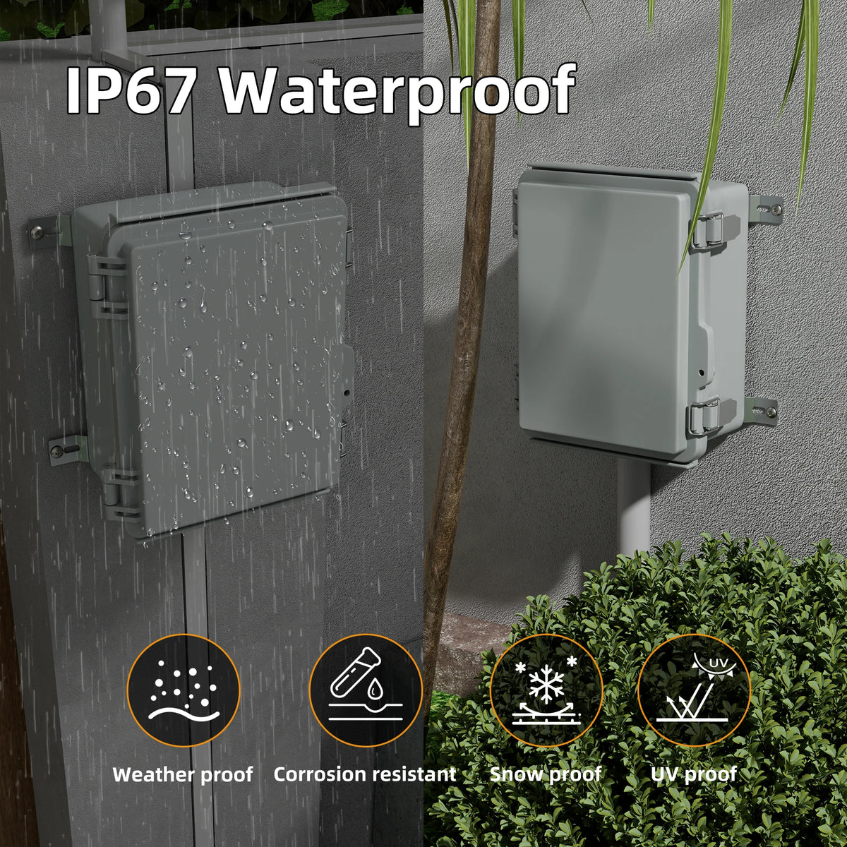 Grey Outdoor WiFi Enclosure Weatherproof Locking Box Plastic Waterproof Router Switch Enclosure Case for Electronics Equipment