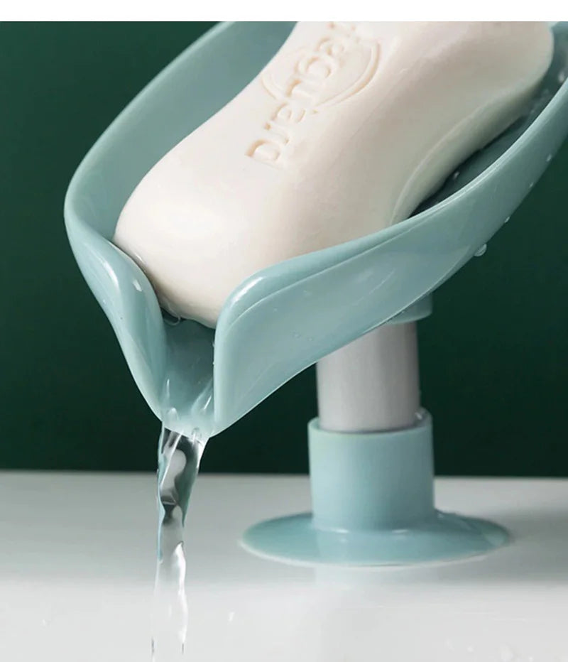 1pcs Drain Soap Holder Leaf Shape Soap Box Suction Cup Tray Drying Rack for Shower Sponge Container Kitchen Bathroom Accessories
