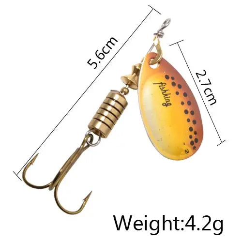 FISH KING 6 Color 0#-5# Spinner Bait With Treble Hooks 35647-BR Arttificial Bait Fishing Lure WardBoyzPROShop