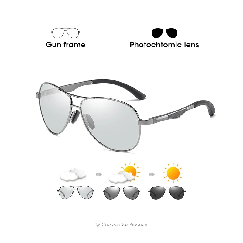 Classic Brand Design Pilot Photochromic Sunglasses Men Polarized Safety Driving Sun Glasses Women Anti-Glare gafas de sol hombre
