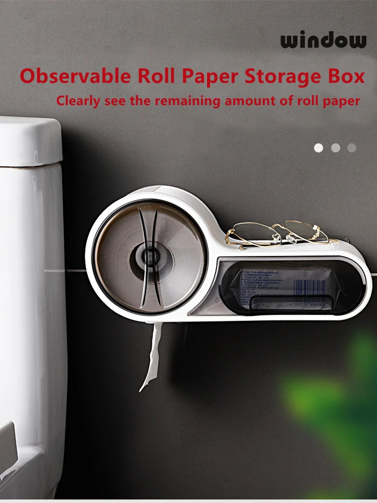 Bathroom Toilet Paper Tissue Box Creative Waterproof Paper Storage Box Phone Holder