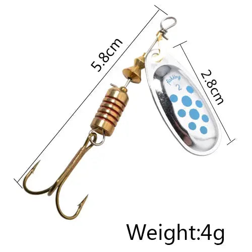 FISH KING 6 Color 0#-5# Spinner Bait With Treble Hooks 35647-BR Arttificial Bait Fishing Lure WardBoyzPROShop