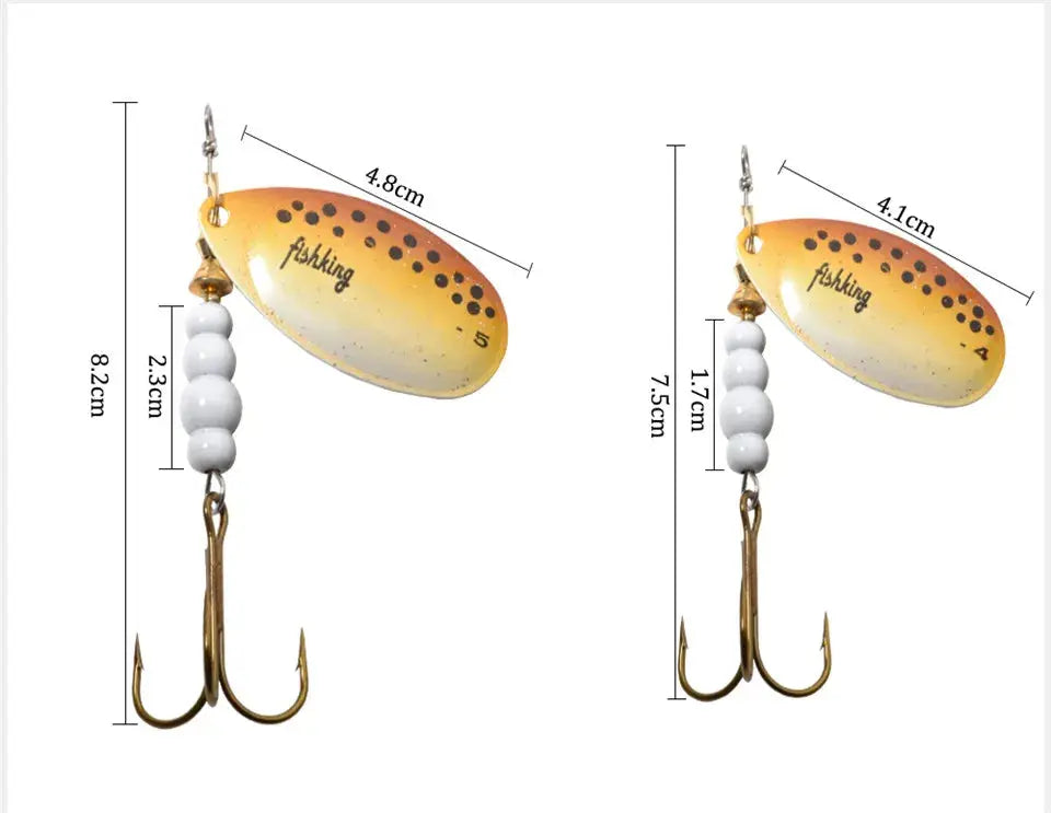 FISH KING 6 Color 0#-5# Spinner Bait With Treble Hooks 35647-BR Arttificial Bait Fishing Lure WardBoyzPROShop