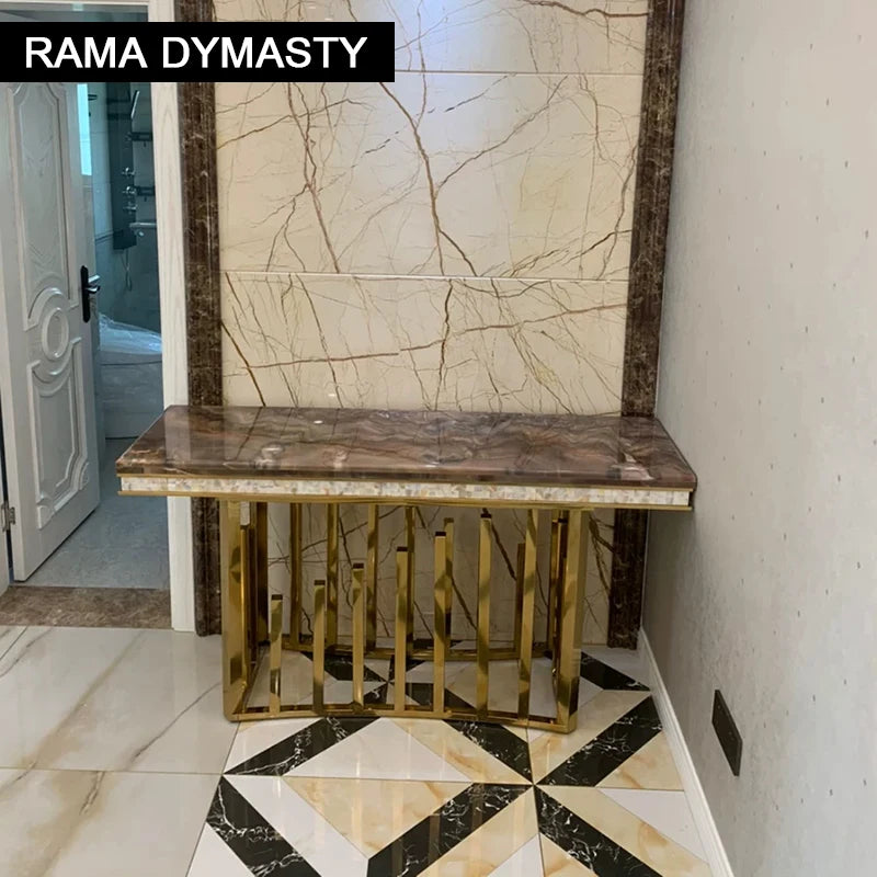 High quality Sofa Tables Golden Porch European Style Marble Nordic Living Room Door Entry stainless steel Art