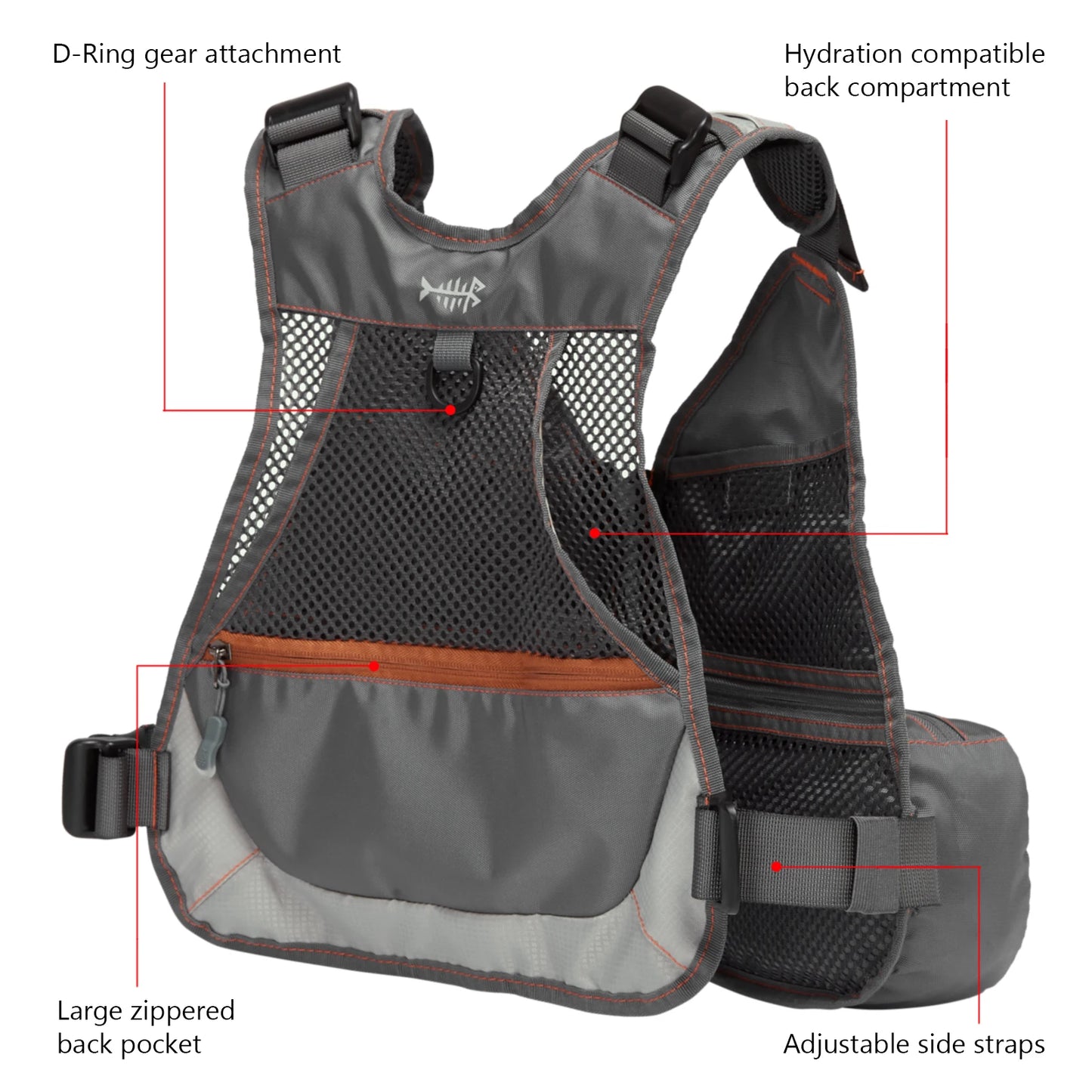 Bassdash FV09 Fly Fishing Vest for Youths Kids Adjustable Size with Multiple Pockets Trout Bass Fishing Gear