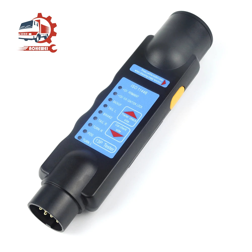 AOHEWEI 13 Pin Trailer Tester Indicator Lights Plug & Socket Connector Tool 12V Wiring Circuit Diagnostic for Caravan Truck