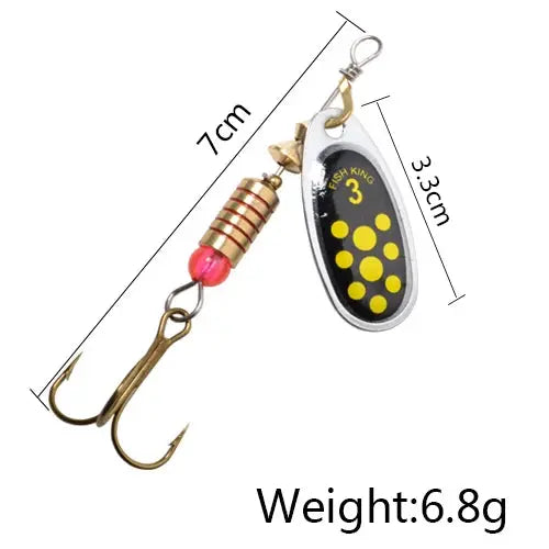 FISH KING 6 Color 0#-5# Spinner Bait With Treble Hooks 35647-BR Arttificial Bait Fishing Lure WardBoyzPROShop