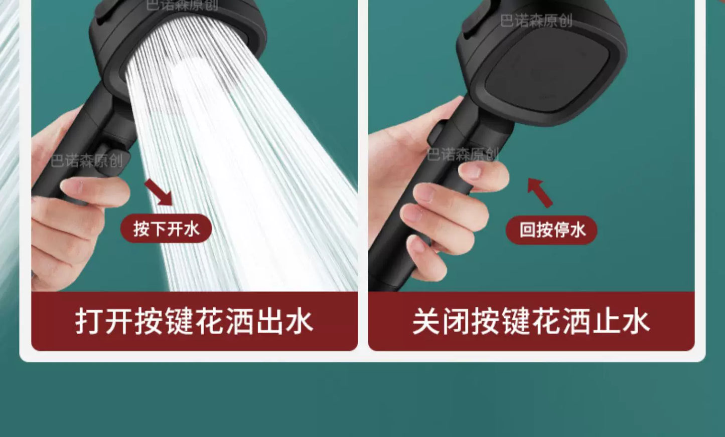 New 3 Modes High Pressure Shower Head Water Saving Shower Adjustable One-Key Stop Water Massage Sprayer Bathroom Accessories