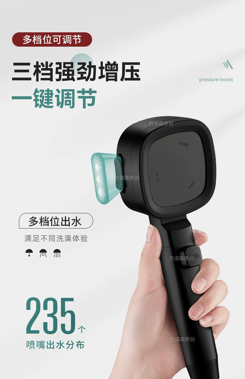 New 3 Modes High Pressure Shower Head Water Saving Shower Adjustable One-Key Stop Water Massage Sprayer Bathroom Accessories